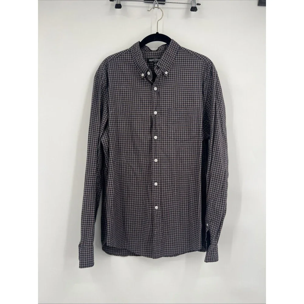 J Crew Mercantile Flex Shirt Mens Gingham Long Sleeve Button Up Preppy L